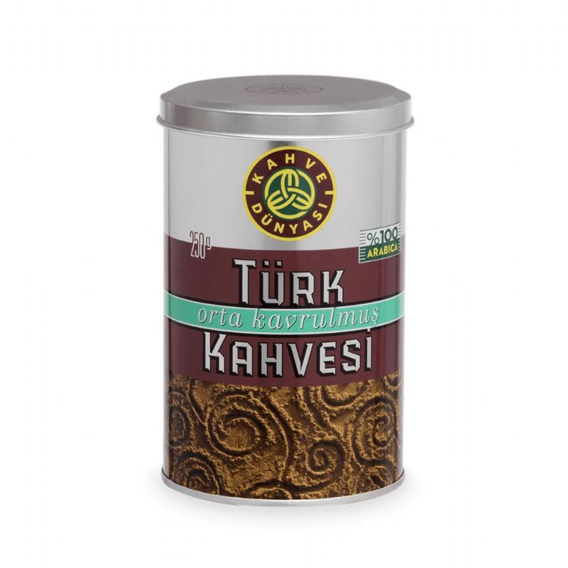 Kahve Dünyası Medium Roasted Turkish Coffee 250 Gr with Metal Box
